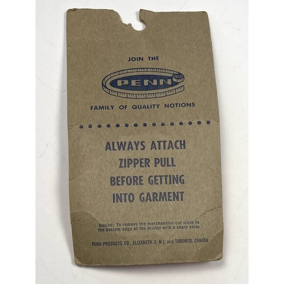 VTG PENN Long-Arm ZIPPER PULL Twin Cords for Dresses Tops Japan 2006 NOS NEW - Picture 2 of 2